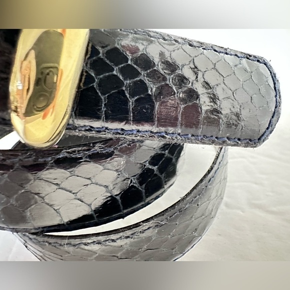 Woman’s belt snake skin large gold buckle black 30 to 32 signed MAGID EUC 3488 p - Picture 13 of 13